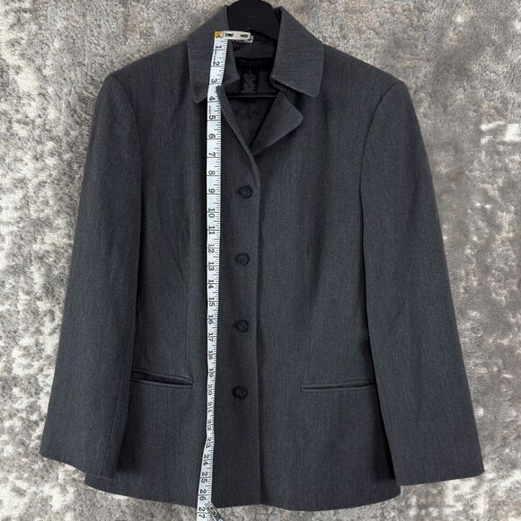 The Limited Womens Size M Stretch Blazer Jacket Gray Long SLeeve Button Collar - Picture 2 of 8
